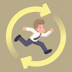 Businessman life cycle or daily routine behavior, agile development, discipline or working efficiency, procedure or process to success concept, Illustration.Vector
