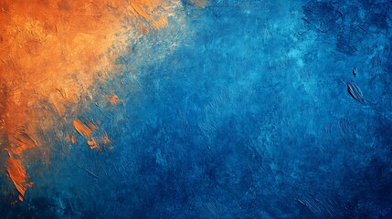 Obraz premium Abstract Blue and Orange Textured Canvas Painting