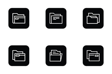 Folder icon bundle set in silhouette style vector