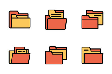Folder icon bundle set in silhouette style vector