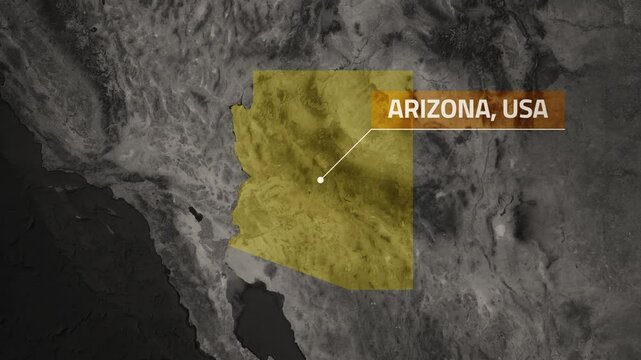Map of Arizona, USA - Map Animation - Arizona GIS from World Map - Vox Map Style - State of USA - Infographic & Documentary Ready - 4K