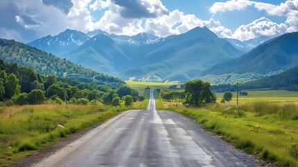 Fototapeta premium Road in the mountains. Beautiful summer landscape