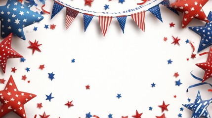 Obraz premium independence day decoration frame. transparent background