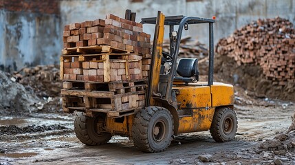Obraz premium Ensuring Forklift Safety: Preventing Accidents Through Proper Use and Load Management