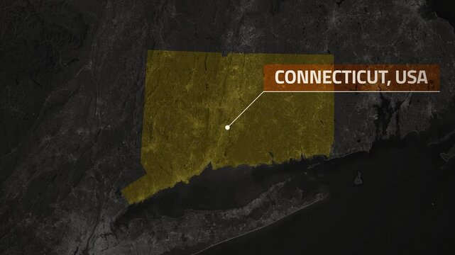 Map of Connecticut, USA - Map Animation - Connecticut GIS from World Map - Vox Map Style - State of USA - Infographic & Documentary Ready - 4K