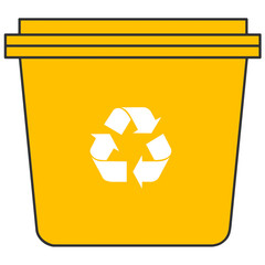 yellow recycle bin cartoon illustration