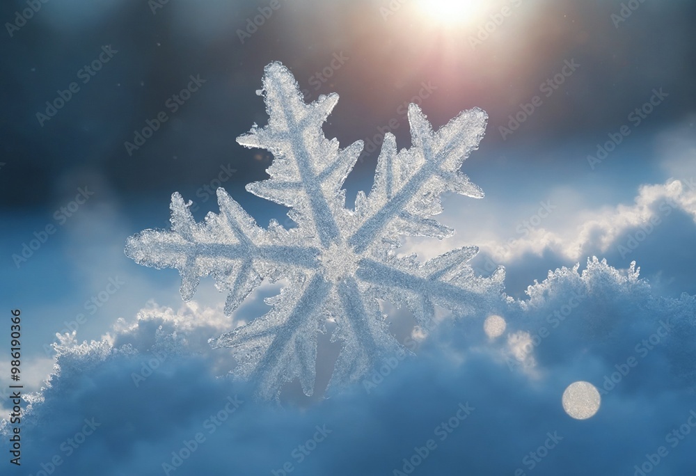 Poster delicate snowflake glistening in winter light, creating a serene atmosphere and evoking the beauty o
