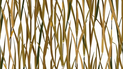 Beige cattail stems linear pattern seamless plain white background design