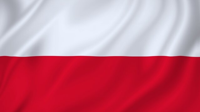 flag of poland in the country. poland waving. flag of poland.