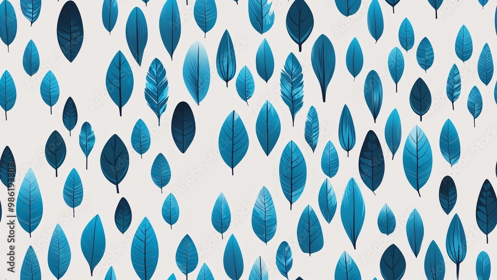 Canvas Prints cyan cypress leaves abstract brush seamless plain white background design