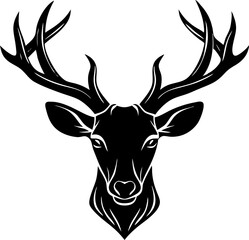 Deer head shape silhouette illustration .This is an editable and printable vector eps file