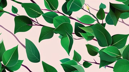 Emerald azaleas leaf shape seamless plain white background design