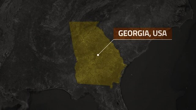 Map of Georgia, USA - Map Animation - Georgia GIS from World Map - Vox Map Style - State of USA - Infographic & Documentary Ready - 4K