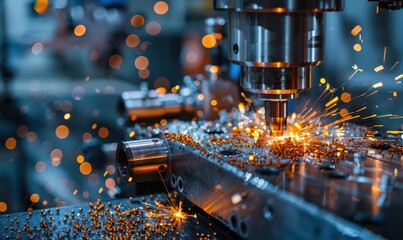 Engineer in protective gear working precisely with machinery in an industrial factory.