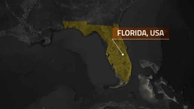 Map of Florida, USA - Map Animation - Florida GIS from World Map - Vox Map Style - State of USA - Infographic & Documentary Ready
