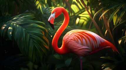 Fototapeta premium Close-up image of a bright flamingo