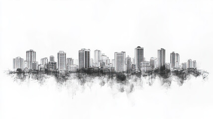 Obraz premium Dagupan, Philippines, black and white pen pencil hand-drawn effect drawing illustration for travel poster, card, wallpaper, backdrop or banner. Modern, clear, artistic and simple