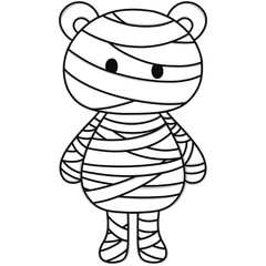 Halloween bear doodle , mummy bear , zombie bear