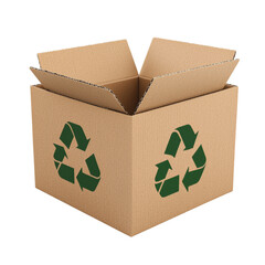 Eco-Friendly Open Cardboard Box with Recycling Symbol