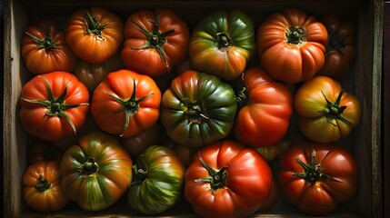 Photo shot of several tomatoes tightly packed in a frame
