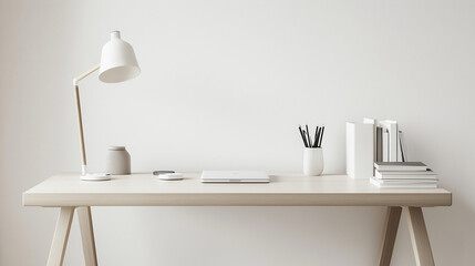 Minimalistic table with lamp