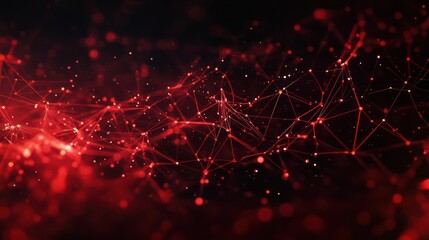 abstract red tech background dynamic network system artificial neural connections digital illustration