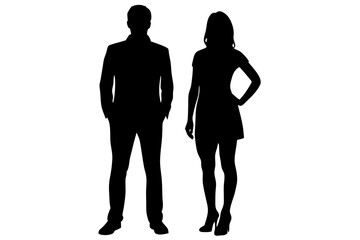 Vector silhouettes of a men and women vector illustration.