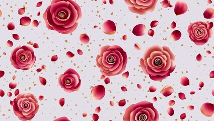 Rose gold rose petals soft dots seamless plain white background design