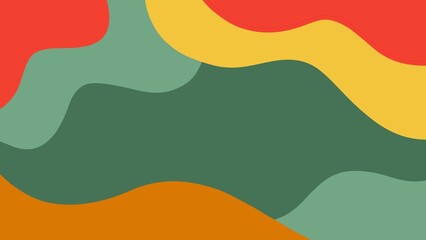 Vibrant Abstract Organic Shapes in Burnt Orange, Mustard Yellow, and Forest Green. Autumn aesthetic background.