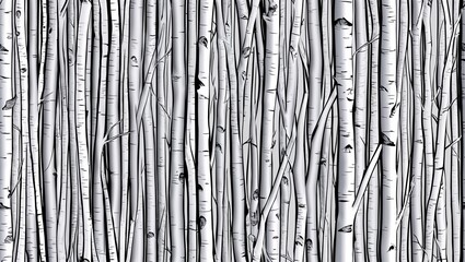 Fototapeta premium Silver birch bark linear marks seamless plain white background design