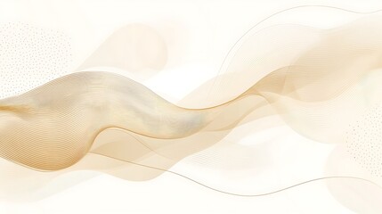 Beige and gold waves flow across the background, creating an elegant, abstract pattern.