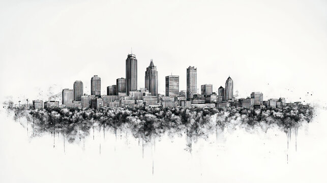 Des Moines Iowa Skyline At Night Black & White Wall Art. Des Moines Black And White Pictures | buying Des Moines Office Art