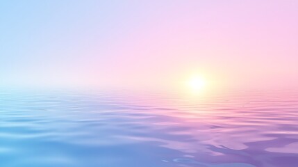 Obraz premium A pastel sunset casts its gentle hues over calm waters, a scene of serene beauty.