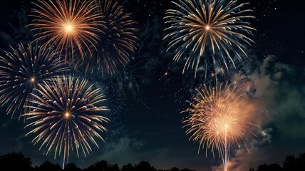 Fototapeta premium Colorful fireworks explode in