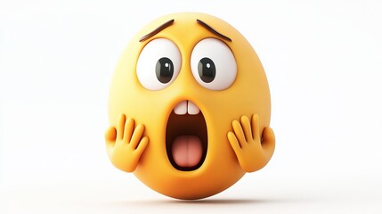 Fototapeta premium The emoji is surprised and scared, hiding part of its face with its hands.