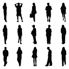 Vector collection set of individual people silhouettes.	