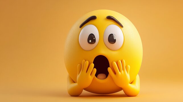 The emoji is surprised and scared, hiding part of its face with its hands.