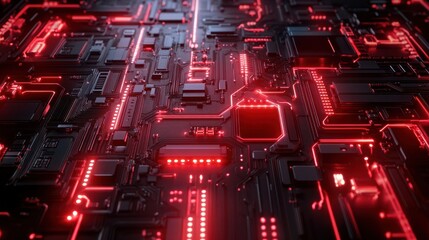 Dynamic tech-themed background with red circuits