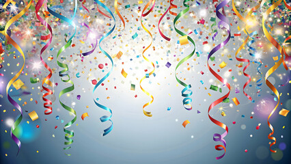 Background with air streamers and confetti, celebration, party, festive, colorful, decorations, holiday, event, fun, festive
