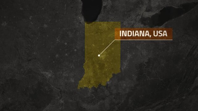 Map of Indiana, USA - Map Animation - Indiana GIS from World Map - Vox Map Style - State of USA - Infographic & Documentary Ready - 4K