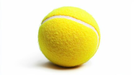 Single tennis ball isolated on white, vibrant and sharp