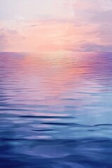 Fototapeta premium Ombre Reflection of Pastel Sunset Over a Lake with Textured Strokes Mimicking Rippling Water
