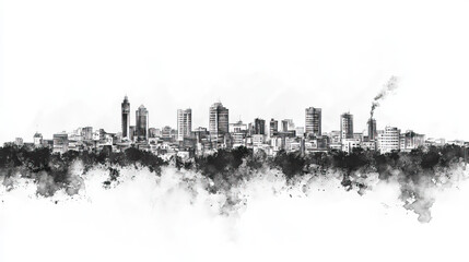Fototapeta premium Eldoret, Kenya, black and white pen pencil hand-drawn effect drawing illustration for travel poster, card, wallpaper, backdrop or banner. Modern, clear, artistic and simple