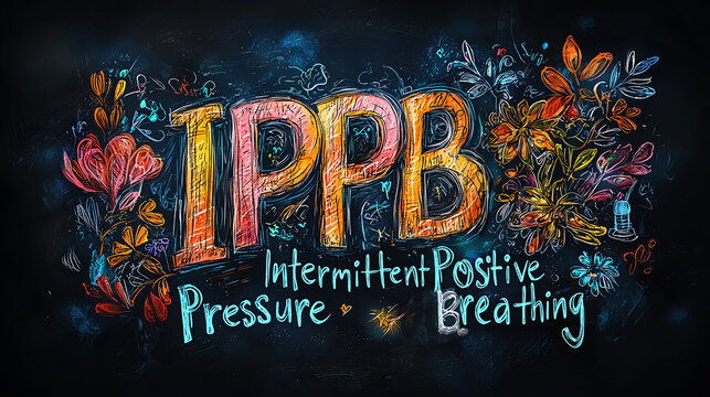 Colorful and vivid floral artwork showcasing IPPB: Intermittent Positive Pressure Breathing in an artistic, creative, and educational manner with beautiful flowers.