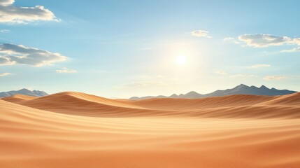 Fototapeta premium Serene Desert Landscape Under Bright Blue Sky