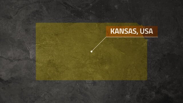 Map of Kansas, USA - Map Animation - Kansas GIS from World Map - Vox Map Style - State of USA - Infographic & Documentary Ready - 4K