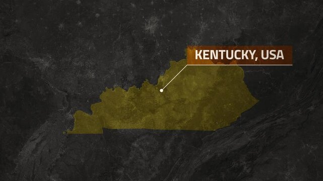 Map of Kentucky, USA - Map Animation - Kentucky GIS from World Map - Vox Map Style - State of USA - Infographic & Documentary Ready - 4K