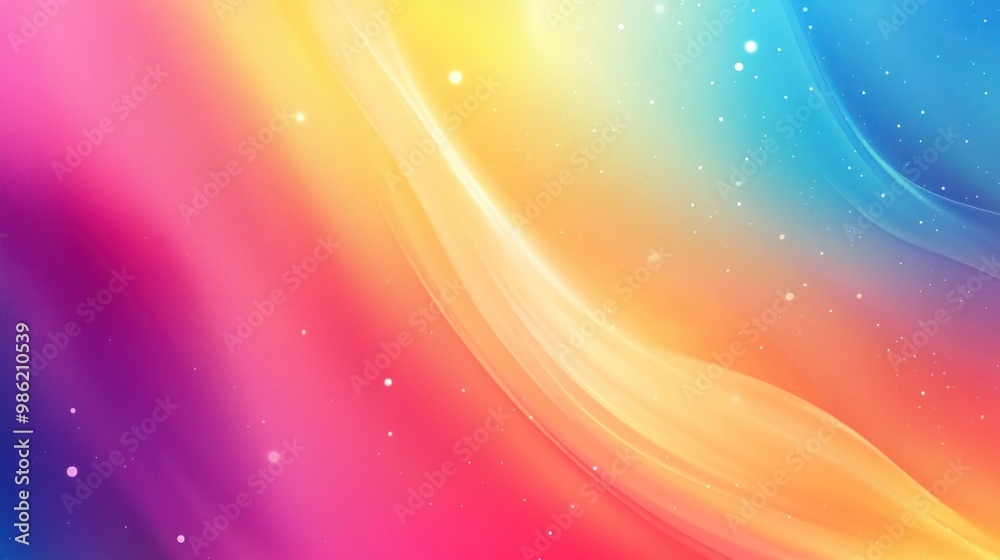 Sticker abstract background with colorful gradient and bright light spots.