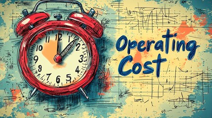 This image shows a red alarm clock in front of an abstract colorful background, symbolizing the urgency and importance of monitoring operating costs in business.