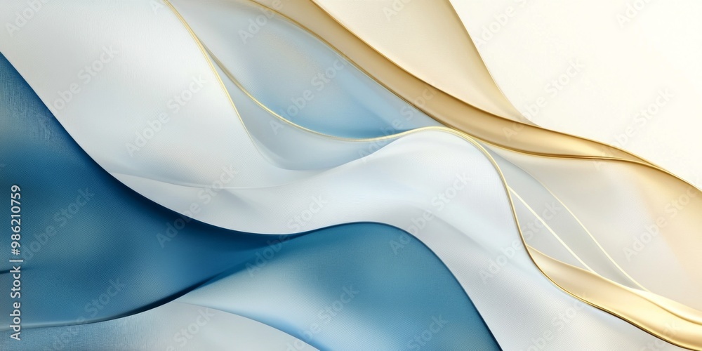 Wall mural soft flowing waves of blue and golden colors create a soothing visual effect. this image captures a 